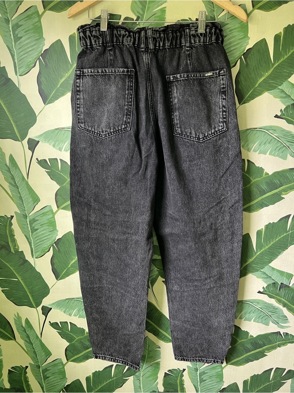 Zara High Rise Paperbag Barrel Jeans Faded Black Womens 6 - Picture 4 of 7